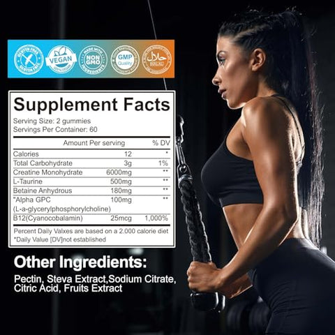 KAOXNU - Gomas de Creatina Monohidratada 5000mg – Embalagem com 2 unidades para Homens