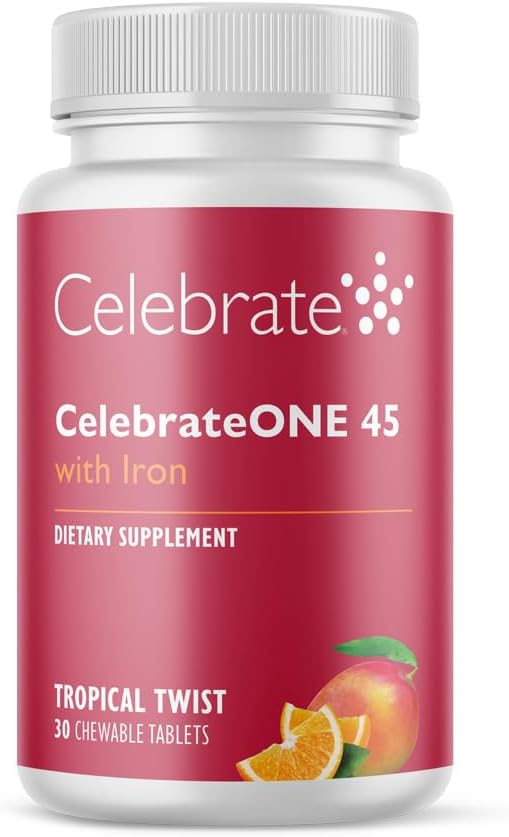 Celebrate Bariatric Supplements - Celebrate Vitamins CelebrateONE 45 Chewables – Multivitamínico Bariátrico de 1 por dia com 45mg de Ferro – Vitaminas Essenciais