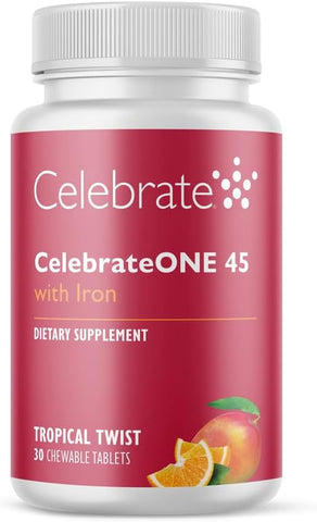 Celebrate Bariatric Supplements - Celebrate Vitamins CelebrateONE 45 Chewables – Multivitamínico Bariátrico de 1 por dia com 45mg de Ferro – Vitaminas Essenciais