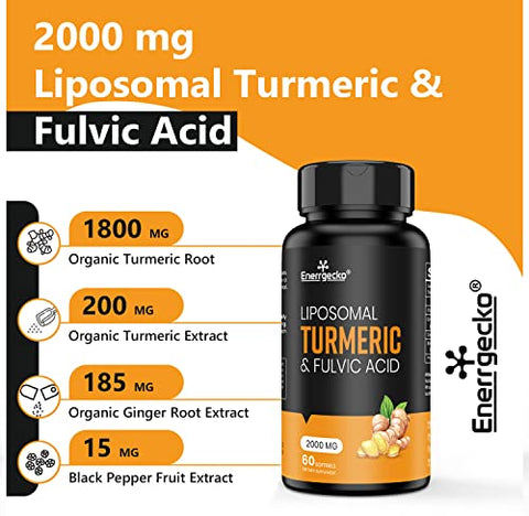 Enerrgecko - Liposomal Turmeric Curcumin 2000 mg com Pimenta Preta – Marca em Destaque