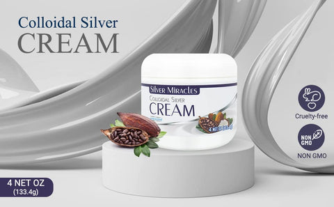 Creme de Prata Coloidal Silver Miracles – 120ml – Creme de Cura para Pele de Prata Coloidal – Sem Perfume e Corante – Hidrata a Pele Seca – Feito com Prata Pura 99.999%
