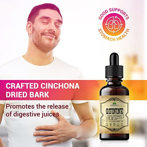 HERBALICIOUS - Extrato Líquido de Quinina 60ml – Casca de Cinchona Officinalis para Alívio de Cãibras nas Pernas, Defesa contra Cãibras e Saúde Digestiva Geral – Quinina Natural, Potencializando