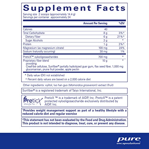 PureLean Fiber | Mistura em Pó de Fibras Solúveis e Insolúveis para Promover o Gerenciamento de Peso | 350g - Pure Encapsulations