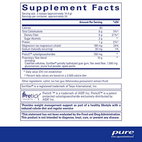 PureLean Fiber | Mistura em Pó de Fibras Solúveis e Insolúveis para Promover o Gerenciamento de Peso | 350g - Pure Encapsulations