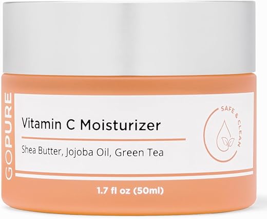 Creme Facial Hidratante com Vitamina C – Antienvelhecimento para uma Complexão Radiante, com Manteiga de Karité Hidratante, Óleo de Jojoba e Chá Verde Antioxidante - goPure