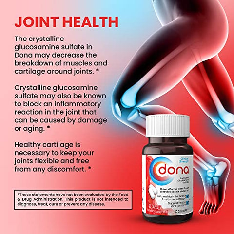 Glucosamina Sulfato Cristalina, 750 Mg, Cápsulas para Conforto das Articulações do Joelho - DONA