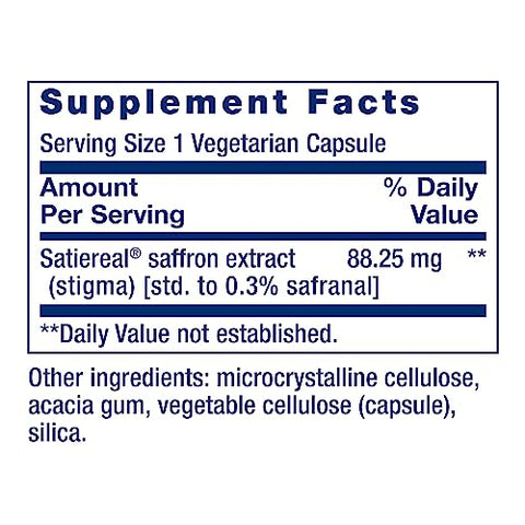 Optimized Saffron – Extrato de Açafrão, Suplemento que Combate a Vontade de Petiscar – Sem Transgênicos, Sem Glúten, Vegetariano – 60 Cápsulas Vegetarianas - Life Extension
