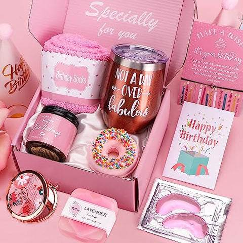 TuDou - Presentes de Aniversário para Mulheres, Conjunto de Banho Feliz Aniversário Relaxante Spa Ideias de Cestas de Presente para Ela, Presentes de Autocuidado para Mulheres, Irmã, Amigas, Colega de Trabalho, Presentes Únicos para Mulheres que Possuem