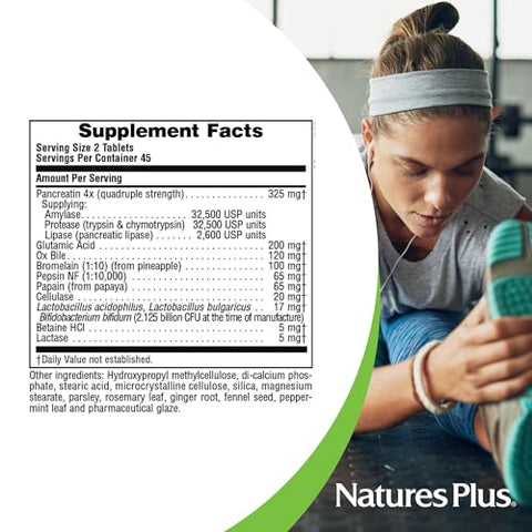 UltraZyme – 120 mg Bile de Boi, 90 Comprimidos – Suplemento Enzimático Digestivo de Máxima Potência, Promove Absorção de Nutrientes – 45 Porções - Natures Plus