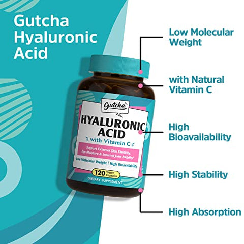 Ácido Hialurônico, Ultra Forte com Vitamina C, Baixo Peso Molecular, Alta Estabilidade – 30ml - Gutcha