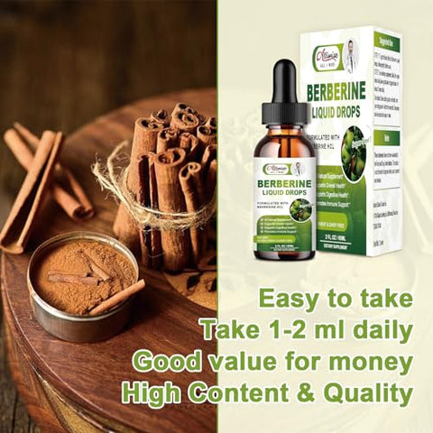 Alliwise - 2 Pack Premium Berberine – 1500mg Gotas Líquidas de Berberina para Sistema Imunológico e Digestivo