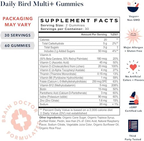 Melhores Gomas Multivitamínicas Best Nest Wellness com Methylfolate e Methylcobalamin – Vitaminas Integrais para Adultos – 60 g