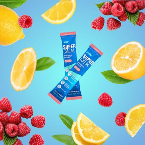 Supercalm: Pó para Bebida de Framboesa Limonada, L Teanina, Ksm-66 Ashwagandha, Glicinato de Magnésio, Vitamina D3 – Relaxamento e Bem-Estar - Nello