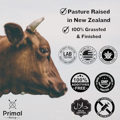 Colostro de Carne Bovina Alimentada com Capim – Suporte à Função Imunológica, Saúde Intestinal, Cabelo, Anti-Envelhecimento, Desempenho Atlético, Recuperação – 90g Pó sem Sabor, 3000mg por Porção - Primal Being