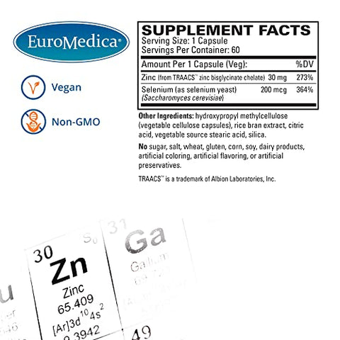 Euromedica - EuroMedica Zinc Plus Selenium – 60 Cápsulas – Reforço Imunológico