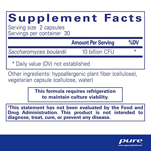 Saccharomyces Boulardii | Probiótico Natural para Equilibrar a Flora Intestinal | 60 Cápsulas - Pure Encapsulations