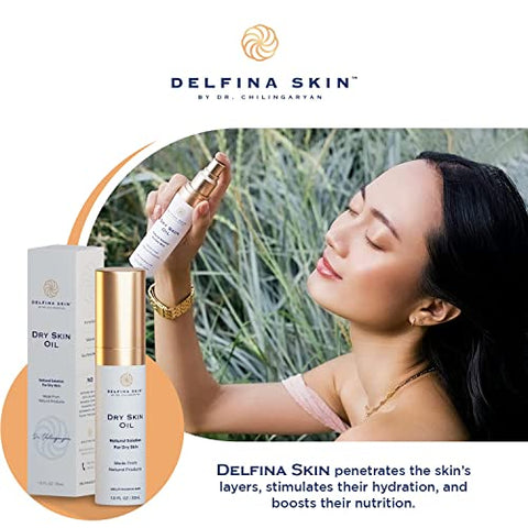 Delfina Skin - Óleo Delfina para Pele Seca – Tratamento para Eczema e Psoríase | Absorção Rápida e Mais Eficaz que Loção para Pele Extremamente Seca, Rachada e Irritada | Seguro para Todas as Idades