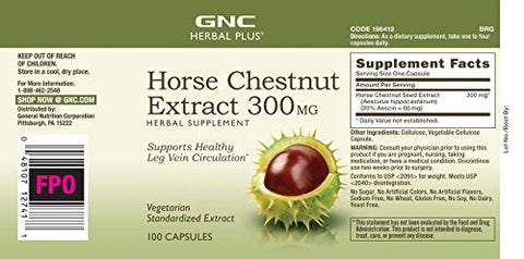 Castanha da Índia 300mg 100 cápsulas – Extrato Herbal Plus GNC - GNC