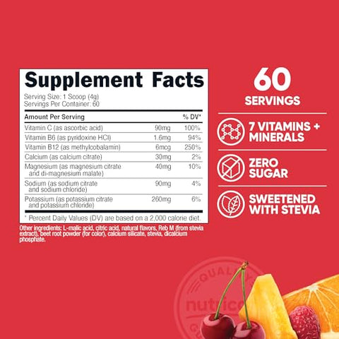 Pó Complexo de Eletrólitos (60 Porções, Sabor Frutas Vermelhas) – Bebida Hidratante com Vitaminas e Minerais - Nutricost