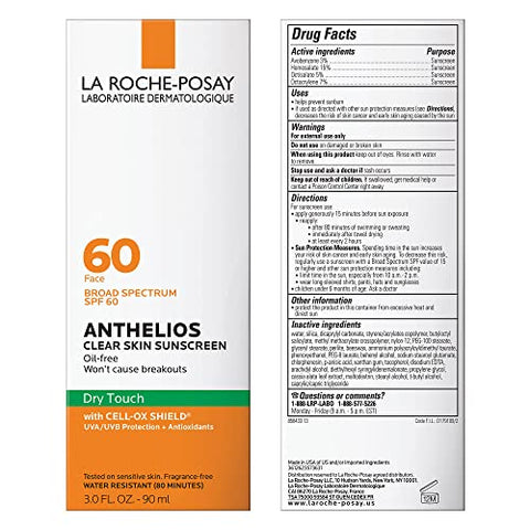 Protetor Solar La Roche-Posay Anthelios Clear Skin FPS 60 | Toque Seco | Rosto | Absorção de Oleosidade | Amplo Espectro Antioxidante | Não Oleoso | Livre de Oxybenzone | 50g