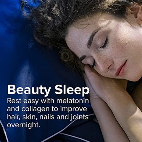 Colágeno em Cápsulas Beauty Sleep com Melatonina 6 mg – Fortalece Cabelos, Pele, Unhas e Articulações – Colágeno Hidrolisado para Mulheres e Homens, Suplemento de Peptídeos de Colágeno, 150 Cápsulas - Sanar Naturals