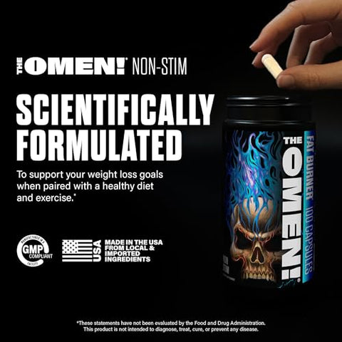 The Omen! Queimador de Gordura Termogênico sem Estimulantes – Suplemento Dietético Livre de Cafeína para Homens - JNX SPORTS