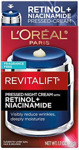 L'Oreal Paris - L’Oreal Paris Revitalift Creme Noturno Pressionado, Retinol Niacinamida, Reduz Rugas, Sem Fragrância, Amostra de Soro 50ml