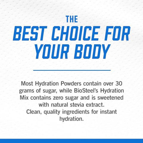 BIOSTEEL - BioSteel Zero Sugar Hydration Mix: Hidratação saborosa com 5 eletrólitos essenciais, sabor Blue Raspberry, 45 porções por pote
