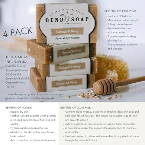Sabonete Artesanal de Leite de Cabra Bend Soap Company para Alívio de Pele Seca, Aveia