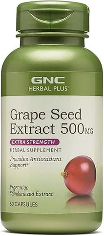 Herbal Plus Extrato de Semente de Uva 500mg – Força Extra, 60 Cápsulas, Suporte Antioxidante - GNC