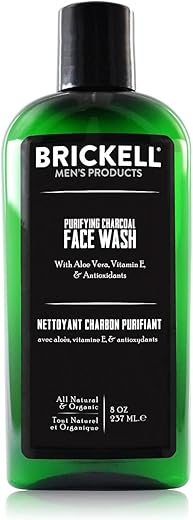 Brickell Men's Products - Brickell Men’s Purifying Charcoal Face Wash 8oz – Limpeza Facial Diária Natural e Orgânica para Homens, Perfumada
