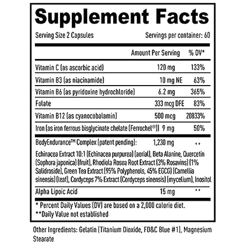 VO2-Boost - Suplemento Natural de Resistência e Oxigênio para Aumentar VO2 max com Rhodiola Rosea, B12 e Ácido Alfa Lipóico (120 Cápsulas) (30 Dias de Fornecimento)