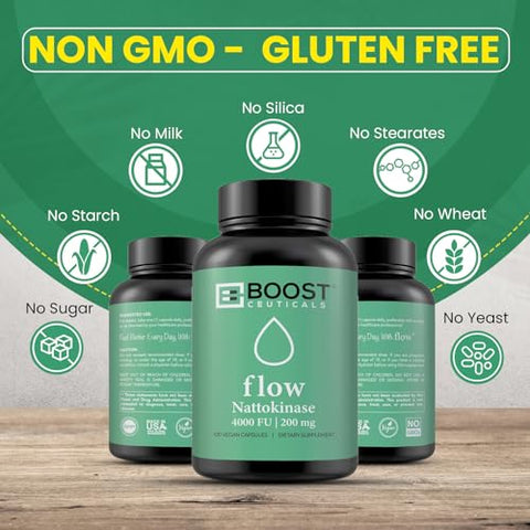 BoostCeuticals - Nattokinase 4000 Fu 200mg – Vegano Sem Estearatos Sem Glúten – Afinador Natural Puro do Sangue – Marca Nattokinase
