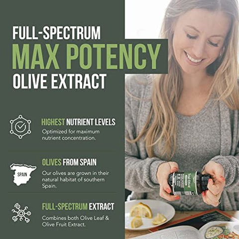 Triquetra Health - Total Olive® – Extrato de Folha de Oliveira (40% Oleuropeína) + Extrato de Fruta de Oliveira (20% Hidroxitirosol) – Extrato de Espectro Completo Cultivado