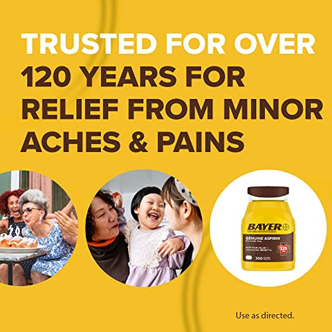Aspirina Genuína 325 mg, Alívio Poderoso de Dor de Cabeça, Dor Muscular, Dor Leve de Artrite, Dor nas Costas, Dor de Dente e Dor Menstrual, 300 comprimidos - Bayer