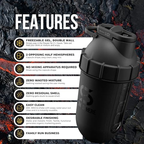 Tumbler Cooler Shaker – Garrafa e Copo para Shake de Proteína e Smoothie, 700 ml – Copo Liquidificador sem Lâmina Mistura Frutas Cruas sem Esfera de Mistura – Mixer em Pó para Pré-Treino - SHAKESPHERE