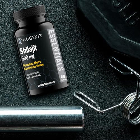 Essentials Cápsulas de Shilajit – 500mg, Padronizado para 50% de Ácidos Fúlvicos, Himalaia, Shilajit Puro para Homens, 60 Cápsulas - Nugenix