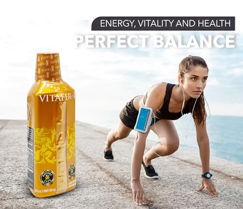 Energético Líquido para Homens e Mulheres contra Fadiga e Cansaço. 2 Frascos (500 ml) - Vitafer-L Gold