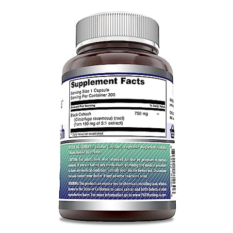 Amazing Nutrition - Amazing Formulas Black Cohosh | 750 mg | 300 Cápsulas | Não-OGM | Sem Glúten | Fabricado nos EUA