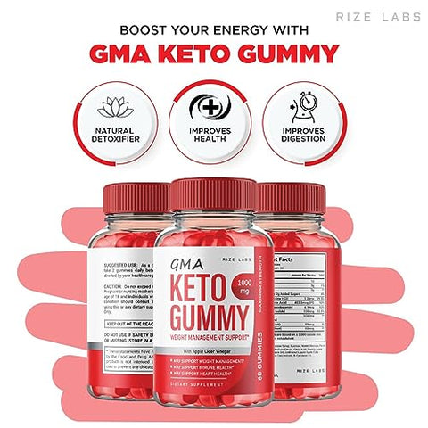 rize labs - GMA Gummies Keto ACV – Gomitas Veganas Naturais para Perda de Peso – Barriga Keto GMAKeto – Gummies ACV GMA (180 Gummies)