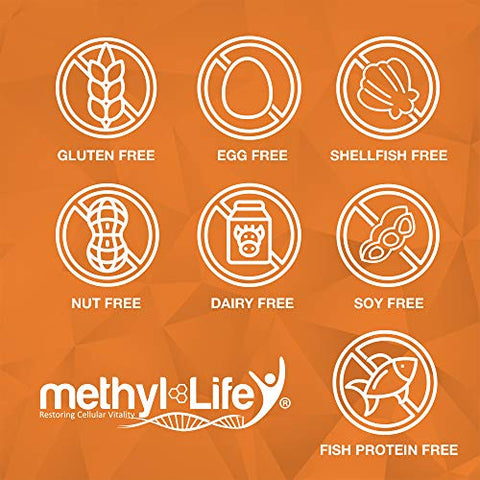 Methyl-Life - L-Methylfolato Puro 5 mg – Fólico Ativo. 3 Meses de Fornecimento. Mastigáveis. Livre de Transgênicos. Sem Glúten