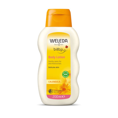 Baby Calendula Loção Corporal Reconfortante, Hidratante Vegetal com Calêndula, Camomila, Amêndoa Doce e Óleos de Gergelim, 200 ml - Weleda