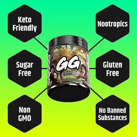 GG Energy Guacamole Gamer Fart 9000 (100 Porções) – Energético e Nootrópico Keto Friendly, Sem Açúcar, Cafeína e Vitaminas em Pó – Bebida Energética - Gamer Supps