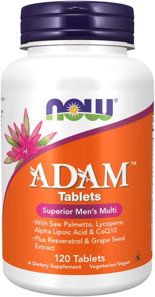 NOW Foods - Now Foods Adam – Vitaminas Masculinas Multivitamínico 120 Tabs – Marca Líder em Saúde Masculina