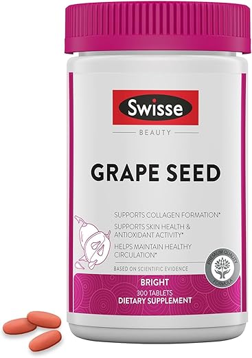 Extrato de Semente de Uva Cápsulas Antioxidante | Suplemento Herbal de Polifenóis de Uva | Vitamina C Antioxidante | Promove a Saúde da Pele - Swisse