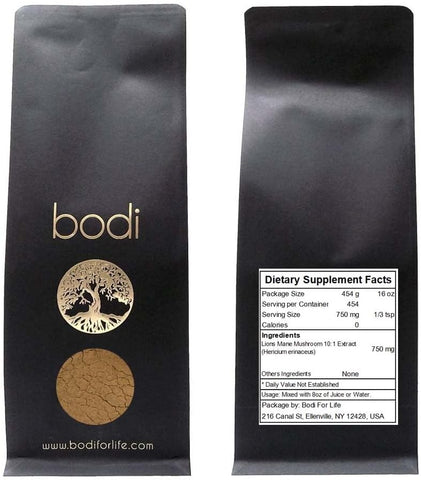 bodi - Extrato em Pó de Cogumelo do Leão 10:1 | 113g a 2268g | Natural Puro Livre de Químicos