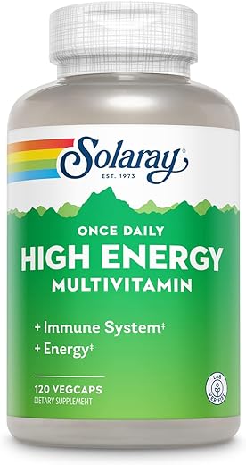 Multivitamínico Diário de Alta Energia para Mulheres e Homens – Suplementos Energéticos – Suporte Imunológico com Vitamina C, A, D e E, Complexo B, Minerais Traços, Garantia de 60 Dias - SOLARAY