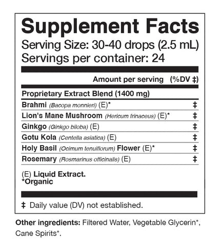 Anima Mundi Apothecary - Anima Mundi Cerebrum – Suplemento Líquido de Suporte Cognitivo com Lion’s Mane e Ginkgo – Potencializador Cerebral para Memória e Suporte Cognitivo – Gotas Líquidas