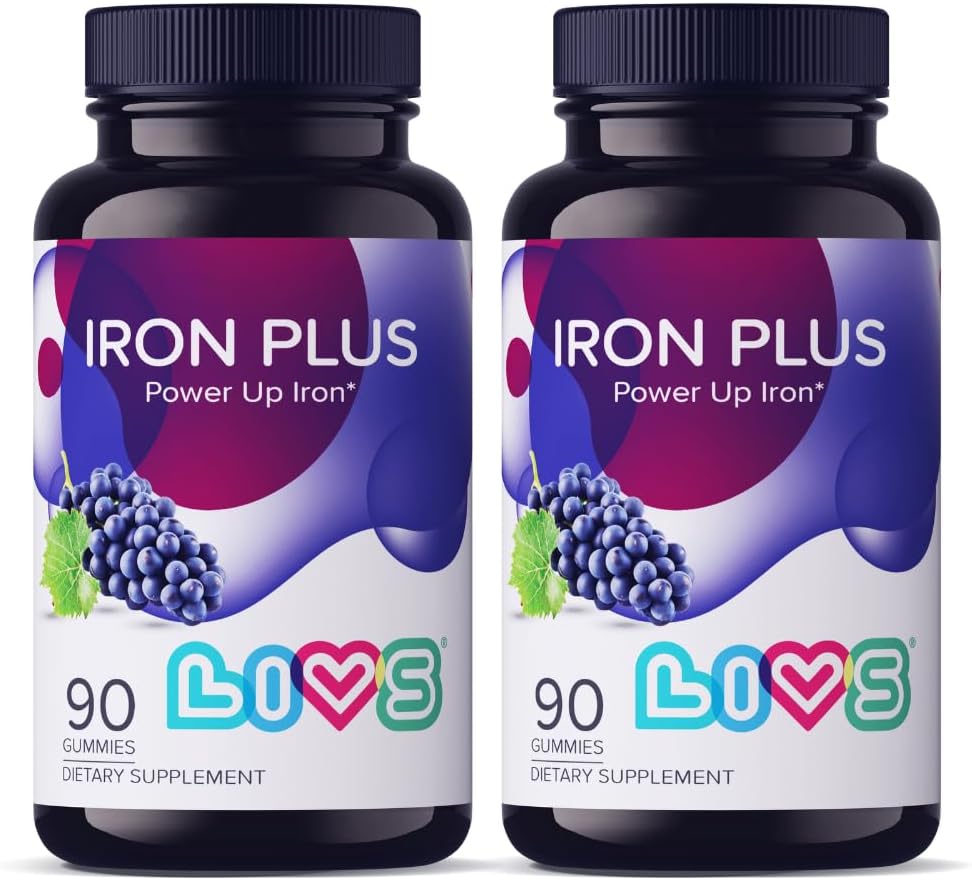 Iron Plus Gummy Vitamin – Goma de Ferro com Vitamina C, Gomas de Ferro para Adultos | LIVS - LIVS