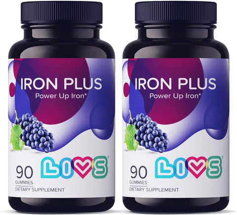 Iron Plus Gummy Vitamin – Goma de Ferro com Vitamina C, Gomas de Ferro para Adultos | LIVS - LIVS